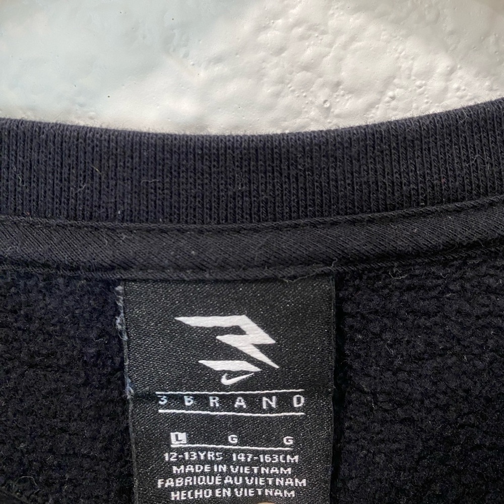 Nike Sweatshirt Boy’s Size Large Crewneck Black Neon Yellow Graphic School - Picture 3 of 7